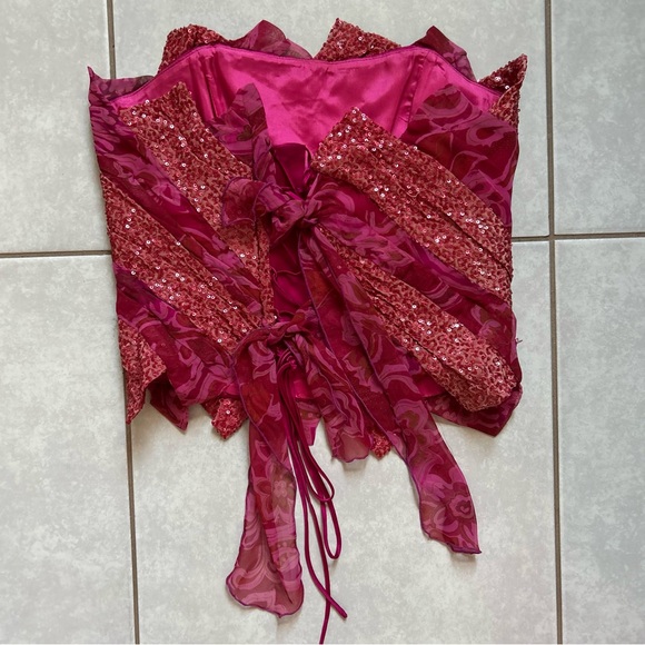 Pink Floral Sequin corset - Picture 2 of 8